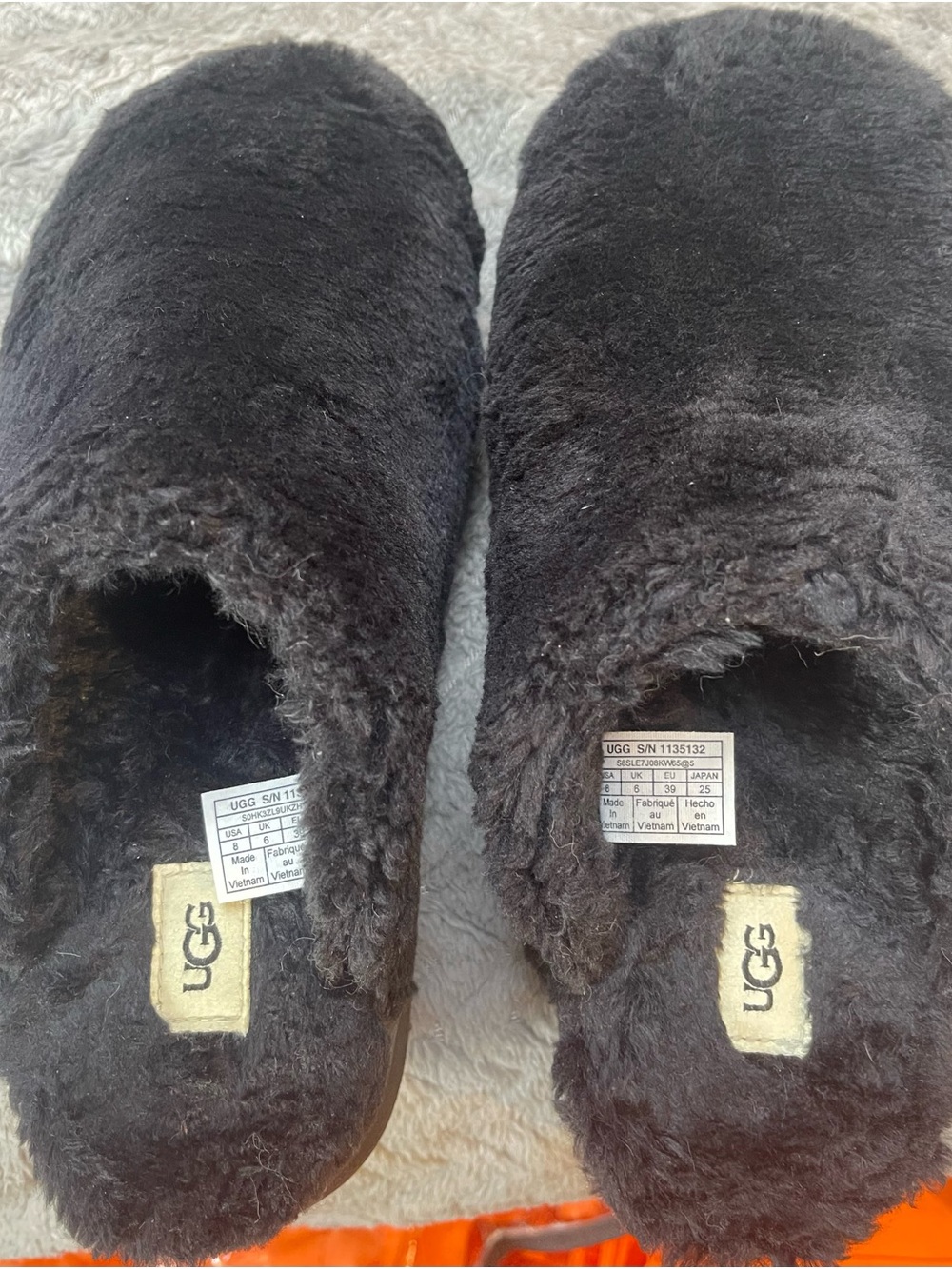 UGG womens Black Plush Slip-On Slippers
